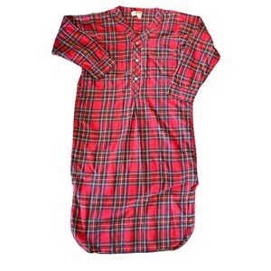Vintage LL Bean Plaid Flannel Nightgown Sleep Shirt L